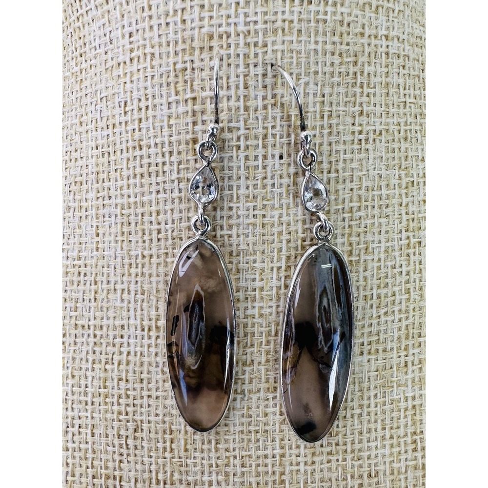 Herkemer Diamond Translucent Montana Agate Sterling Silverâ Dangle Earrings